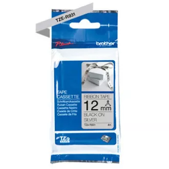 Brother originalna traka za pisač naljepnica, Brother, TZE-R931, crni ispis/srebrna podloga, tekstil, 4m, 12mm