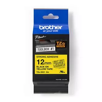Brother originalna traka za pisač naljepnica, Brother, TZE-S631, crni ispis/žuta podloga, laminirana, 8m, 12mm, izuzetno ljepljiva