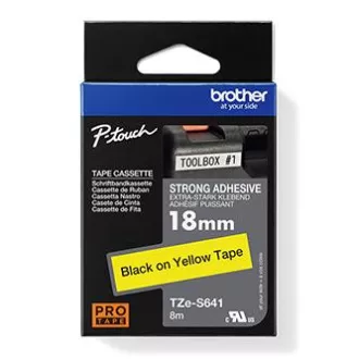Brother originalna traka za pisač naljepnica, Brother, TZE-S641, crni ispis/žuta podloga, laminirana, 8m, 18mm, izuzetno ljepljiva