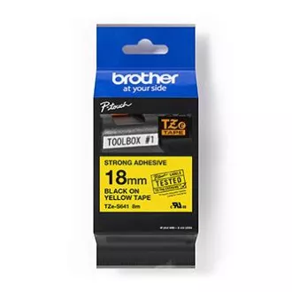 Brother originalna traka za pisač naljepnica, Brother, TZE-S641, crni ispis/žuta podloga, laminirana, 8m, 18mm, izuzetno ljepljiva