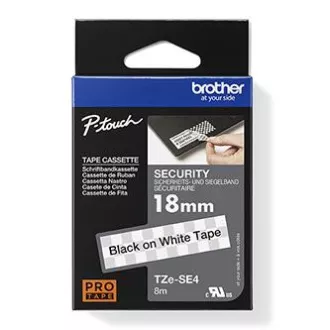 Brother originalna traka za pisač naljepnica, Brother, TZE-SE4, crni ispis/bijela pozadina, laminirana, 8m, 18mm, brtvljenje