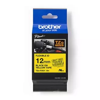 Brother originalna traka za pisač naljepnica, Brother, TZE-FX631, crni ispis/žuta podloga, laminirana, 8m, 12mm, fleksibilna