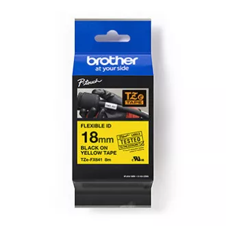 Brother originalna traka za pisač naljepnica, Brother, TZE-FX641, crni ispis/žuta podloga, laminirana, 8m, 18mm, fleksibilna