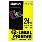 Casio originalna traka za pisač naljepnica, Casio, XR-24YW1, crni ispis/žuta podloga, nelaminirana, 8m, 24mm