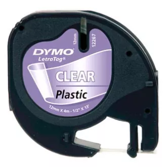 Dymo originalna traka za ispis naljepnica, Dymo, 12267, S0721530, crni ispis/prozirna baza, 4m, 12mm, LetraTag plastična traka