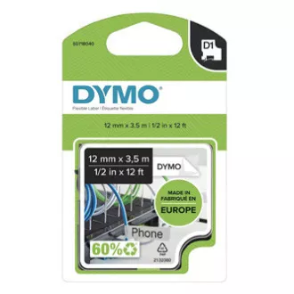 Dymo originalna traka za ispis naljepnica, Dymo, 16957, S0718040, crni ispis/bijela pozadina, 3,5 m, 12 mm, D1 posebna - fleksibilna