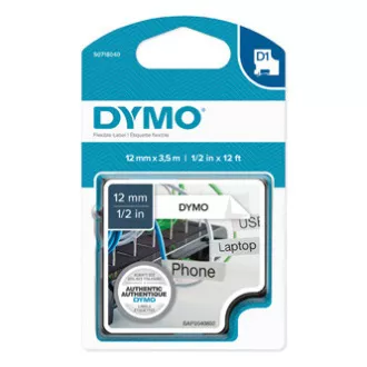Dymo originalna traka za ispis naljepnica, Dymo, 16957, S0718040, crni ispis/bijela pozadina, 3,5 m, 12 mm, D1 posebna - fleksibilna