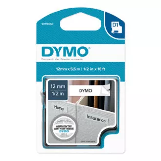 Dymo originalna traka za ispis naljepnica, Dymo, 16959, S0718060, crni ispis/bijela podloga, 5,5 m, 12 mm, D1, posebna - trajna Dymo originalna traka za ispis naljepnica, Dymo, 16959, S0718060, crni ispis/bijela podloga, 5,5 m, 12 mm, D1, posebna - trajna