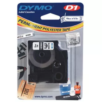 Dymo originalna traka za ispis naljepnica, Dymo, 16960, S0718070, crni ispis/bijela podloga, 5,5 m, 19 mm, D1, posebna - trajna