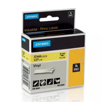 Dymo originalna traka za ispis naljepnica, Dymo, 18432, S0718450, crni ispis/žuta podloga, 5,5 m, 12 mm, RHINO vinyl profi D1