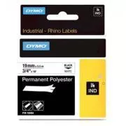 Dymo originalna traka za pisač naljepnica, Dymo, 18484, crni ispis/bijela pozadina, 5,5 m, 19 mm, RHINO permanentni poliester D1