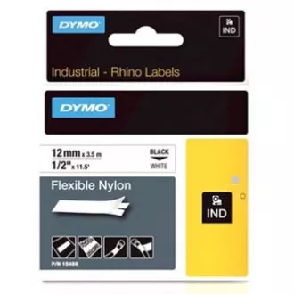 Dymo originalna traka za ispis naljepnica, Dymo, 18488, crni ispis/bijela pozadina, 3,5 m, 12 mm, fleksibilni najlon RHINO