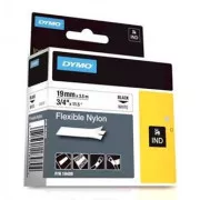 Dymo originalna traka za ispis naljepnica, Dymo, 18489, crni ispis/bijela pozadina, 3,5 m, 19 mm, fleksibilni najlon RHINO