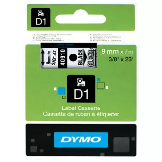 Dymo originalna traka za ispis naljepnica, Dymo, 40910, S0720670, crni ispis/prozirna baza, 7m, 9mm, D1 Dymo originalna traka za ispis naljepnica, Dymo, 40910, S0720670, crni ispis/prozirna baza, 7m, 9mm, D1