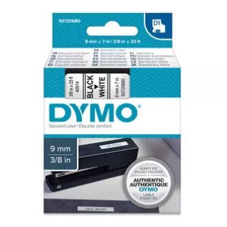 Dymo originalna traka za ispis naljepnica, Dymo, 40913, S0720680, crni ispis/bijela podloga, 7m, 9mm, D1