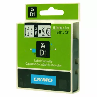 Dymo originalna traka za ispis naljepnica, Dymo, 40913, S0720680, crni ispis/bijela podloga, 7m, 9mm, D1