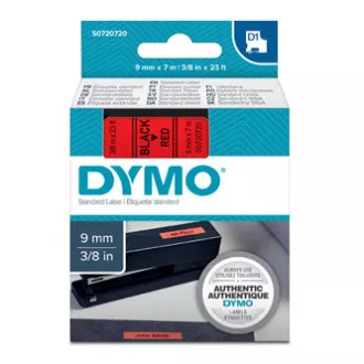 Dymo originalna traka za ispis naljepnica, Dymo, 40917, S0720720, crni ispis/crvena podloga, 7m, 9mm, D1