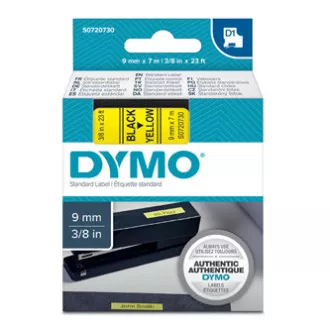 Dymo originalna traka za ispis naljepnica, Dymo, 40918, S0720730, crni ispis/žuta baza, 7m, 9mm, D1 Dymo originalna traka za ispis naljepnica, Dymo, 40918, S0720730, crni ispis/žuta baza, 7m, 9mm, D1