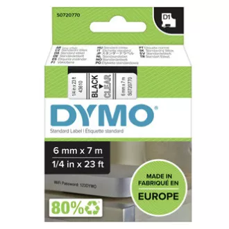 Dymo originalna traka za ispis naljepnica, Dymo, 43610, S0720770, crni ispis/prozirna baza, 7m, 6mm, D1 Dymo originalna traka za ispis naljepnica, Dymo, 43610, S0720770, crni ispis/prozirna baza, 7m, 6mm, D1