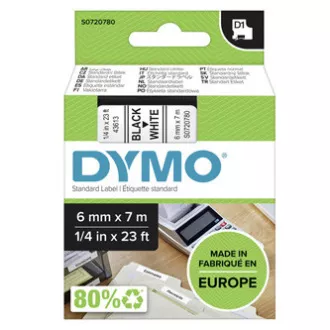 Dymo originalna traka za ispis naljepnica, Dymo, 43613, S0720780, crni ispis/bijela podloga, 7m, 6mm, D1 Dymo originalna traka za ispis naljepnica, Dymo, 43613, S0720780, crni ispis/bijela podloga, 7m, 6mm, D1