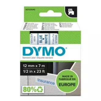 Dymo originalna traka za ispis naljepnica, Dymo, 45014, S0720540, plavi ispis/bijela pozadina, 7m, 12mm, D1