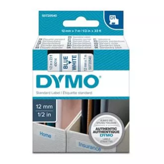 Dymo originalna traka za ispis naljepnica, Dymo, 45014, S0720540, plavi ispis/bijela pozadina, 7m, 12mm, D1
