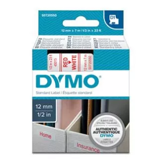 Dymo originalna traka za ispis naljepnica, Dymo, 45015, S0720550, crveni ispis/bijela pozadina, 7m, 12mm, D1