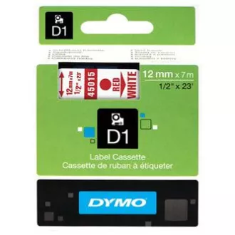 Dymo originalna traka za ispis naljepnica, Dymo, 45015, S0720550, crveni ispis/bijela pozadina, 7m, 12mm, D1