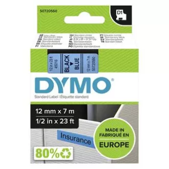 Dymo originalna traka za ispis naljepnica, Dymo, 45016, S0720560, crni ispis/plava pozadina, 7m, 12mm, D1