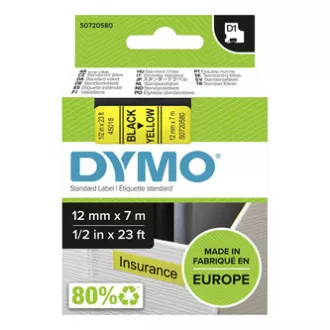 Dymo originalna traka za ispis naljepnica, Dymo, 45018, S0720580, crni ispis/žuta podloga, 7m, 12mm, D1 Dymo originalna traka za ispis naljepnica, Dymo, 45018, S0720580, crni ispis/žuta podloga, 7m, 12mm, D1