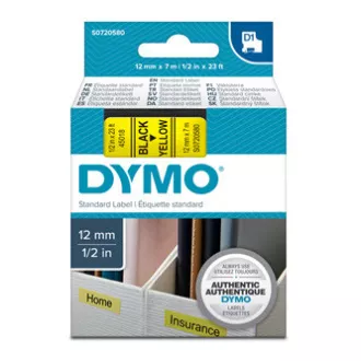 Dymo originalna traka za ispis naljepnica, Dymo, 45018, S0720580, crni ispis/žuta podloga, 7m, 12mm, D1 Dymo originalna traka za ispis naljepnica, Dymo, 45018, S0720580, crni ispis/žuta podloga, 7m, 12mm, D1