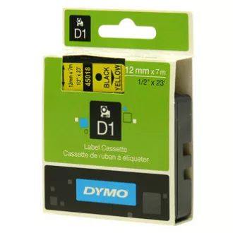 Dymo originalna traka za ispis naljepnica, Dymo, 45018, S0720580, crni ispis/žuta podloga, 7m, 12mm, D1 Dymo originalna traka za ispis naljepnica, Dymo, 45018, S0720580, crni ispis/žuta podloga, 7m, 12mm, D1