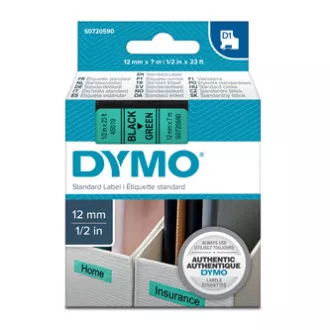 Dymo originalna traka za ispis naljepnica, Dymo, 45019, S0720590, crni ispis/zelena pozadina, 7m, 12mm, D1