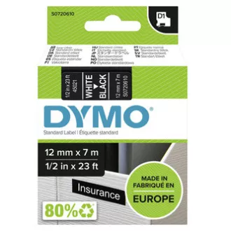 Dymo originalna traka za ispis naljepnica, Dymo, 45021, S0720610, bijeli ispis/crna podloga, 7m, 12mm, D1 Dymo originalna traka za ispis naljepnica, Dymo, 45021, S0720610, bijeli ispis/crna podloga, 7m, 12mm, D1