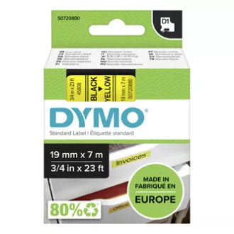 Dymo originalna traka za ispis naljepnica, Dymo, 45808, S0720880, crni ispis/žuta pozadina, 7m, 19mm, D1 Dymo originalna traka za ispis naljepnica, Dymo, 45808, S0720880, crni ispis/žuta pozadina, 7m, 19mm, D1