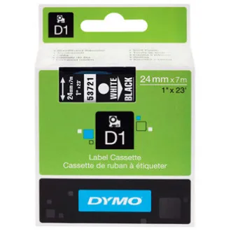 Dymo originalna traka za pisač naljepnica, Dymo, 53721, S0721010, bijeli ispis/crna pozadina, 7 m, 24 mm, D1 Dymo originalna traka za pisač naljepnica, Dymo, 53721, S0721010, bijeli ispis/crna pozadina, 7 m, 24 mm, D1
