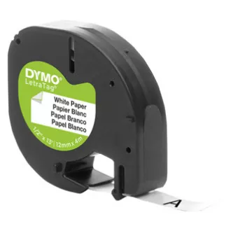 Dymo originalna traka za ispis naljepnica, Dymo, 59421, S0721510, crni ispis/bijela pozadina, 4m, 12 mm, LetraTag papirna traka Dymo originalna traka za ispis naljepnica, Dymo, 59421, S0721510, crni ispis/bijela pozadina, 4m, 12 mm, LetraTag papirna traka