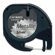 Dymo originalna traka za ispis naljepnica, Dymo, S0721730, crni ispis/srebrna podloga, 4m, 12mm, LetraTag metalik traka