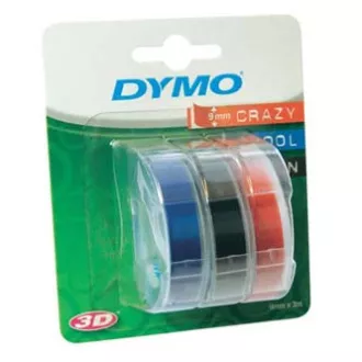 Dymo originalna traka za ispis naljepnica, Dymo, S0847750, bijeli ispis/crna, plava, crvena pozadina, 3m, 9mm, 1 blister/3 kom, 3D