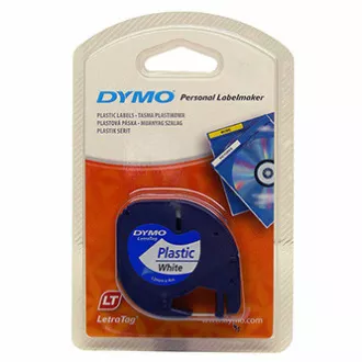 Dymo originalna traka za ispis naljepnica, Dymo, 91221, S0721660, crni ispis/bijela pozadina, 4m, 12mm, LetraTag plastična traka