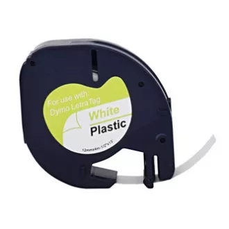 G&G kompatibilna traka za pisač naljepnica, za Dymo, WT-RL-D-91221-BK, S0721660, 91221, crni ispis/bijela baza, 4 m, 12 mm, LetraTa