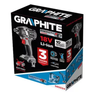 Udarni ključ, bez četkica 58G024, baterija, 18V, 1500mAh, grafit