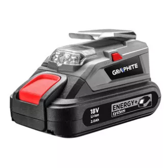 USB punjač i svjetiljka, 18V, Energy+, Graphite