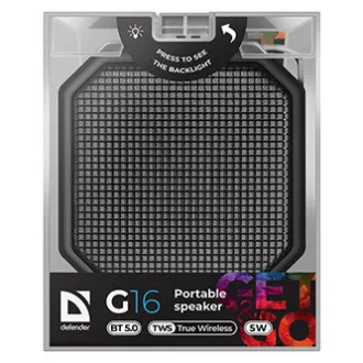 Defender zvučnik G16, Li-Ion, 1.0, 5W, crni, kontrola glasnoće, LED pozadinsko osvjetljenje, BT 5.0, TWS, 50Hz~20kHz, AKCIJA Defender zvučnik G16, Li-Ion, 1.0, 5W, crni, kontrola glasnoće, LED pozadinsko osvjetljenje, BT 5.0, TWS, 50Hz~20kHz, AKCIJA