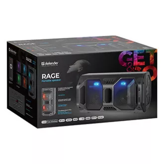 Defender zvučnik Rage, Li-Ion, 2.0, 50W, crni, kontrola glasnoće, LED pozadinsko osvjetljenje, BT 5.0, TWS, daljinski upravljač, 45Hz