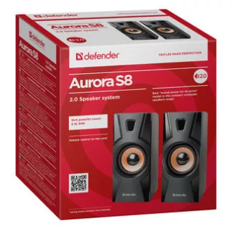 Defender zvučnici Aurora S8, 2.0, 8W, crni, kontrola glasnoće, 70Hz~20kHz