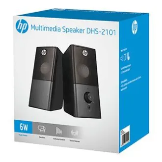 HP zvučnici DHS-2101, 2.0, 6W, crni, kontrola glasnoće, stolni, 3.5 mm priključak (USB), RASPRODAJA