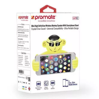 Promate Bluetooth zvučnik Ape, Li-Ion, 1.0, 3W, bijeli, dječji, držač za telefon, PRETPRODAJA