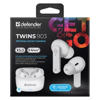 Defender Twins 903, slušalice s mikrofonom, bežične, bijele, in-ear, BT 5.0, TWS, tip punjača Bluetooth, AKCIJA