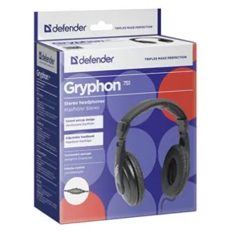 Defender Gryphon 751 slušalice, žičane, crne, zatvorene, 3,5 mm priključak